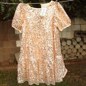 Cat & Jack Gold Sequin Party Dress M (7/8)
